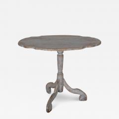 18th Century Swedish Rococo Tilt Top Table with Original Black Back - 4287973