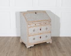 18th Century Swedish Slant Front Desk Circa 1780 in Soft Grey Paint - 4282412