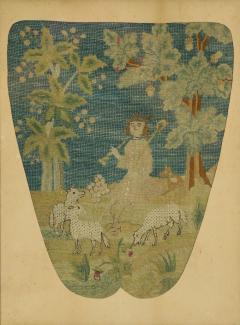 18th Century Tent Stitch Embroidered Picture of a Shepherd - 3214613