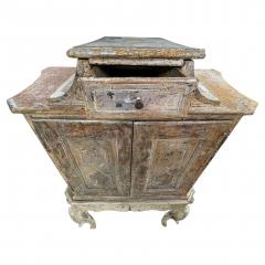 18th Century Venetian Baroque Silver Giltwood Cabinet - 4618158