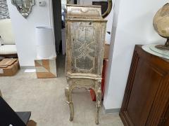 18th Century Venetian Baroque Silver Giltwood Cabinet - 4618197