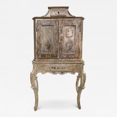 18th Century Venetian Baroque Silver Giltwood Cabinet - 4619057