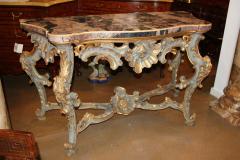 18th Century Venetian Pale Blue Polychrome and Parcel Gilt Console - 3656699