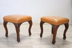 18th Century Walnut and Leather Pair of Antique Stools - 2763011