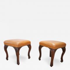 18th Century Walnut and Leather Pair of Antique Stools - 2766108