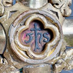 18th Century Water Gilded Processional Cross with Embroidered IHS - 3838192