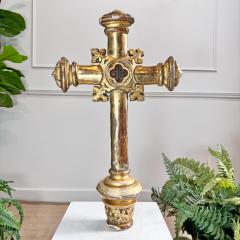 18th Century Water Gilded Processional Cross with Embroidered IHS - 3838194