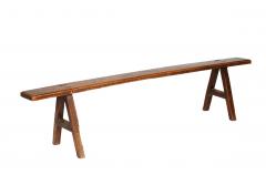 18th Century Welsh Oak Plank Bench with Splayed A Frame Supports 77 Long - 4704838