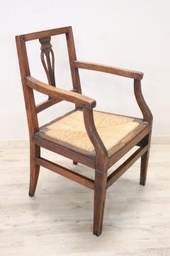 18th Century of the Period Louis XVI Solid Walnut Armchair with Straw Seat - 3053942