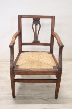 18th Century of the Period Louis XVI Solid Walnut Armchair with Straw Seat - 3053943
