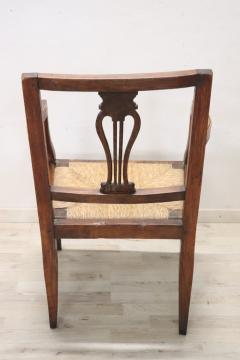 18th Century of the Period Louis XVI Solid Walnut Armchair with Straw Seat - 3053944