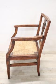 18th Century of the Period Louis XVI Solid Walnut Armchair with Straw Seat - 3053945