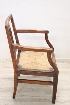 18th Century of the Period Louis XVI Solid Walnut Armchair with Straw Seat - 3053946