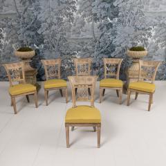 18th c French Directoire Period Set of Six Bleached Beechwood Chairs - 4125390