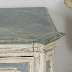 18th c French Large Painted Commode with Hand Painted Marbleized Top - 3379863