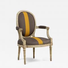 18th c French Louis XVI Period Fauteuil Armchair in Original Paint - 3944635