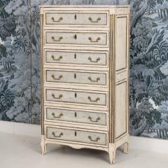 18th c French Painted Tall Chest of Drawers with Original Marble Top - 4579386