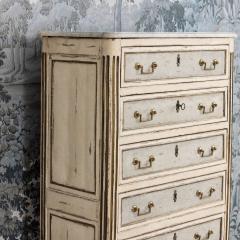 18th c French Painted Tall Chest of Drawers with Original Marble Top - 4579391