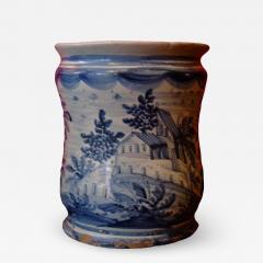 18th c Italian Blue and White Tin Glazed Apothecary Jar - 1360771