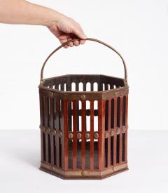 18th c Mahogany Octagonal Fretwork Bucket with Brass Detailing - 4643219