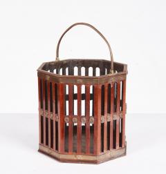 18th c Mahogany Octagonal Fretwork Bucket with Brass Detailing - 4643223