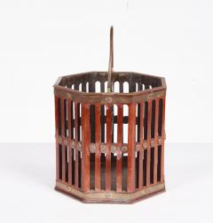 18th c Mahogany Octagonal Fretwork Bucket with Brass Detailing - 4643224
