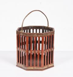 18th c Mahogany Octagonal Fretwork Bucket with Brass Detailing - 4643225