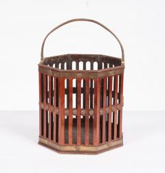 18th c Mahogany Octagonal Fretwork Bucket with Brass Detailing - 4643226