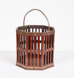 18th c Mahogany Octagonal Fretwork Bucket with Brass Detailing - 4643227