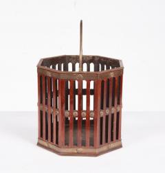 18th c Mahogany Octagonal Fretwork Bucket with Brass Detailing - 4643228