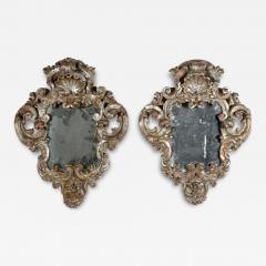 18th c Pair Italian Baroque Mirrors with Original Silver Leaf and Mirror Plates - 3514589
