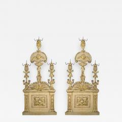 18th c Pair of Italian Parcel Paint and Giltwood Panels - 449041