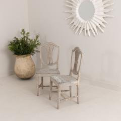 18th c Pair of Swedish Gustavian Period Shield Back Chairs in Original Paint - 3231557