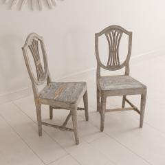 18th c Pair of Swedish Gustavian Period Shield Back Chairs in Original Paint - 3231560
