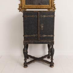 18th c Swedish Baroque Period Black Painted Spice Cabinet on Stand - 3692996