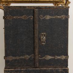 18th c Swedish Baroque Period Black Painted Spice Cabinet on Stand - 3692997