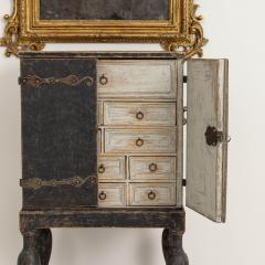 18th c Swedish Baroque Period Black Painted Spice Cabinet on Stand - 3692998