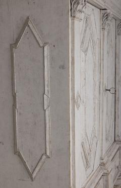 18th c Swedish Baroque Period Painted Linen Press Armoire Cabinet - 2634809