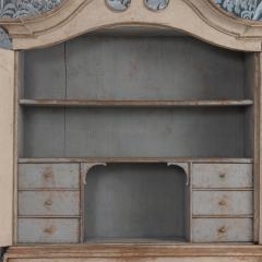 18th c Swedish Gustavian Period Gray Painted Secretary with Library - 4505027