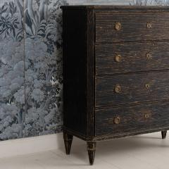 18th c Swedish Gustavian Period Reeded Commode in Original Black Paint - 4495032