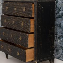 18th c Swedish Gustavian Period Reeded Commode in Original Black Paint - 4495038