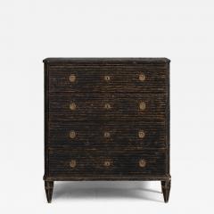 18th c Swedish Gustavian Period Reeded Commode in Original Black Paint - 4495181