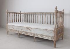 18th c Swedish Gustavian Period Stick Back Upholstered Sofa in Original Paint - 2601626