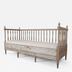 18th c Swedish Gustavian Period Stick Back Upholstered Sofa in Original Paint - 2602745