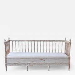 18th c Swedish Gustavian Period Stick Back Upholstered Sofa in Original Paint - 2604842