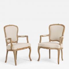 18th c Swedish Rococo Period Armchairs in Original Paint - 3630367