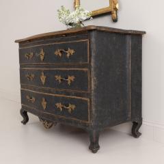 18th c Swedish Rococo Period Black Painted Commode with Original Brass Hardware - 3367440