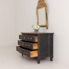 18th c Swedish Rococo Period Black Painted Commode with Original Brass Hardware - 3367441