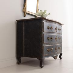 18th c Swedish Rococo Period Black Painted Commode with Original Brass Hardware - 3367443