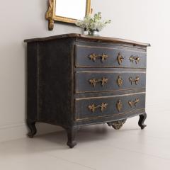 18th c Swedish Rococo Period Black Painted Commode with Original Brass Hardware - 3367444